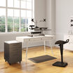 Sit-Stand Conversion Set, Varidesk Pro Plus 36, Dual-Monitor Arm, Active Seat, Standing Mat 34x20, Power Hub and a File Cabinet.
